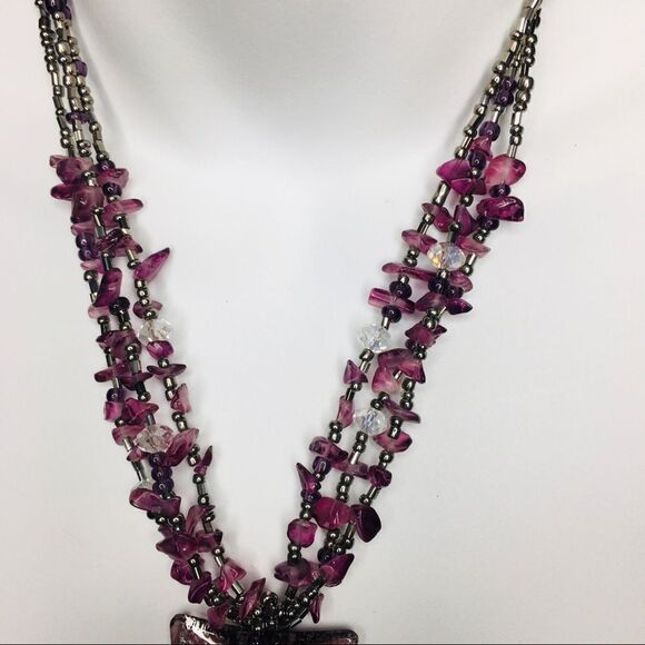 Designer Artisan CG Amethyst Purple Art Glass Necklace 4418 - Picture 8 of 9